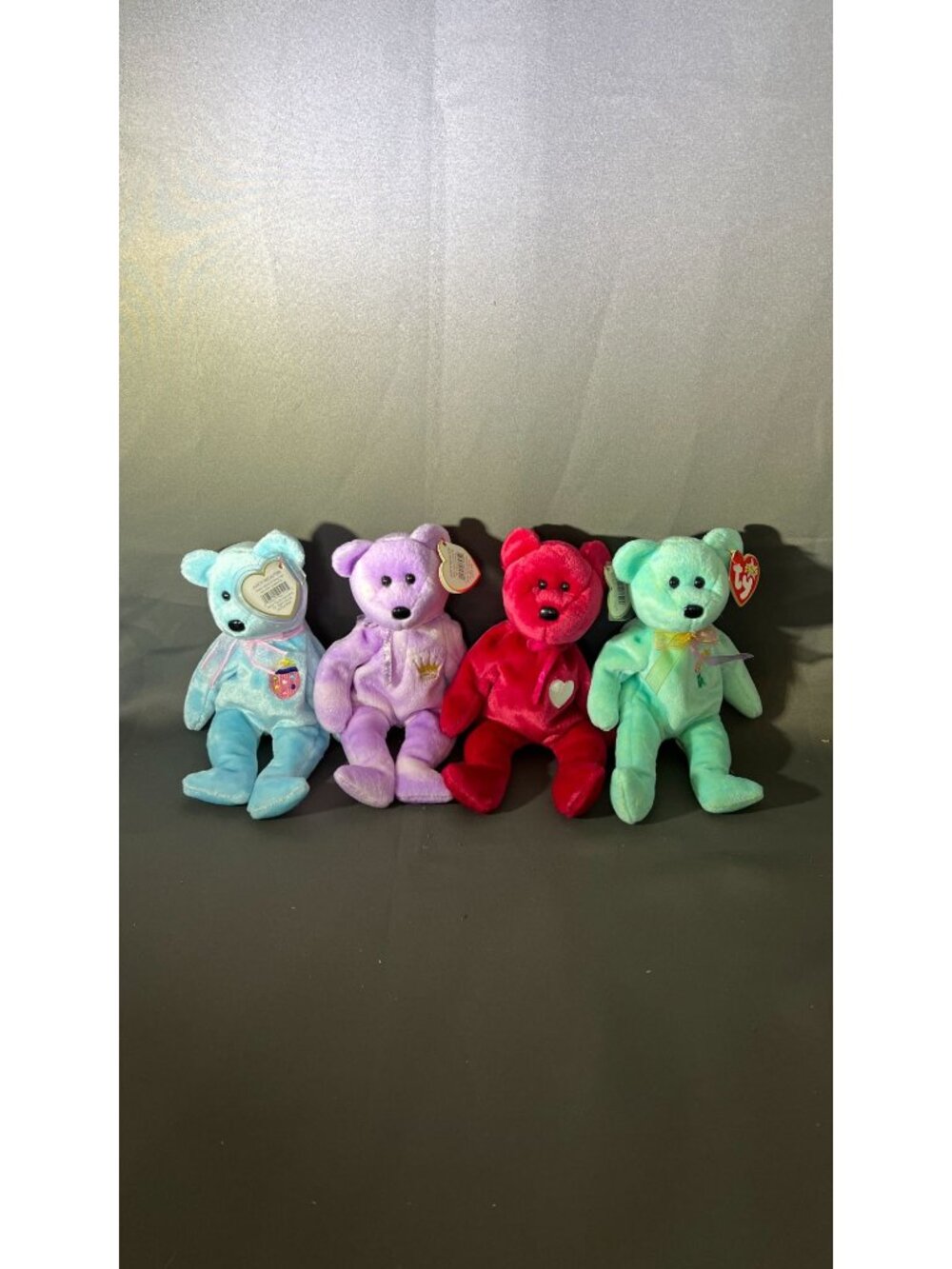 Ty Beanie Babies Set Of 4 Colorful Bears Plush Toys With Tags, Spring Pack